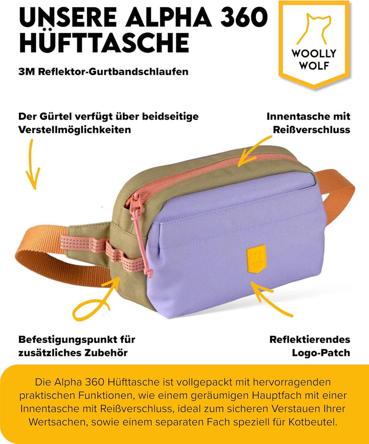 Woolly Wolf Alpha 360 Hip Pack Hüfttasche Lavendel Mix - Leckerlitasche für Hunde aus recyceltem Mat