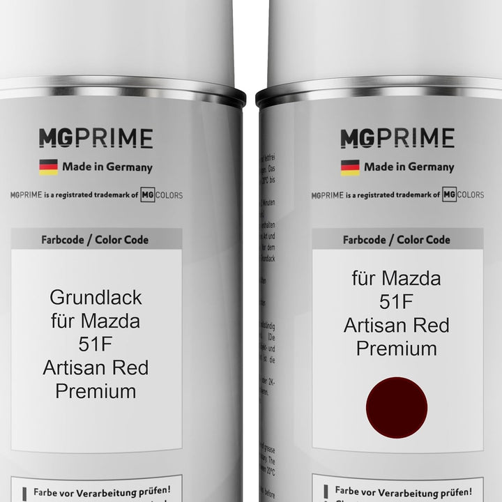 MG PRIME Autolack Sprühdosen Set für Mazda 51F Artisan Red Premium Grundlack Basislack Klarlack Spra