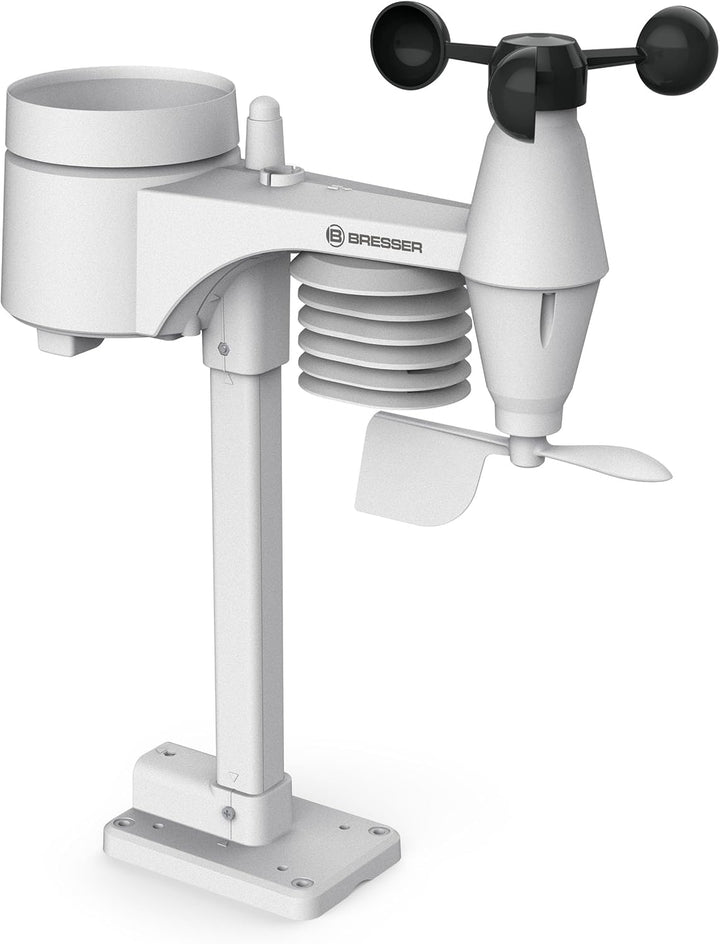 Bresser Wetterstation Funk mit Aussensensor Wetter Center mit 5-in-1 Aussensensor (Temperatur, Luftd
