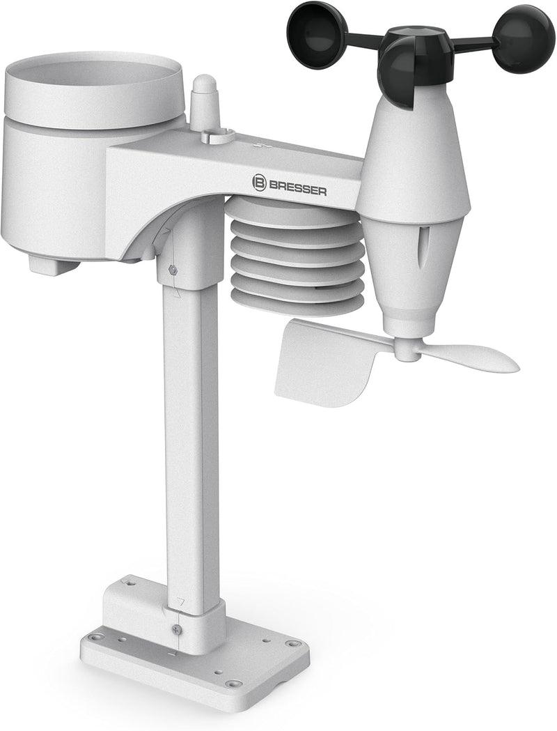 Bresser Wetterstation Funk mit Aussensensor Wetter Center mit 5-in-1 Aussensensor (Temperatur, Luftd