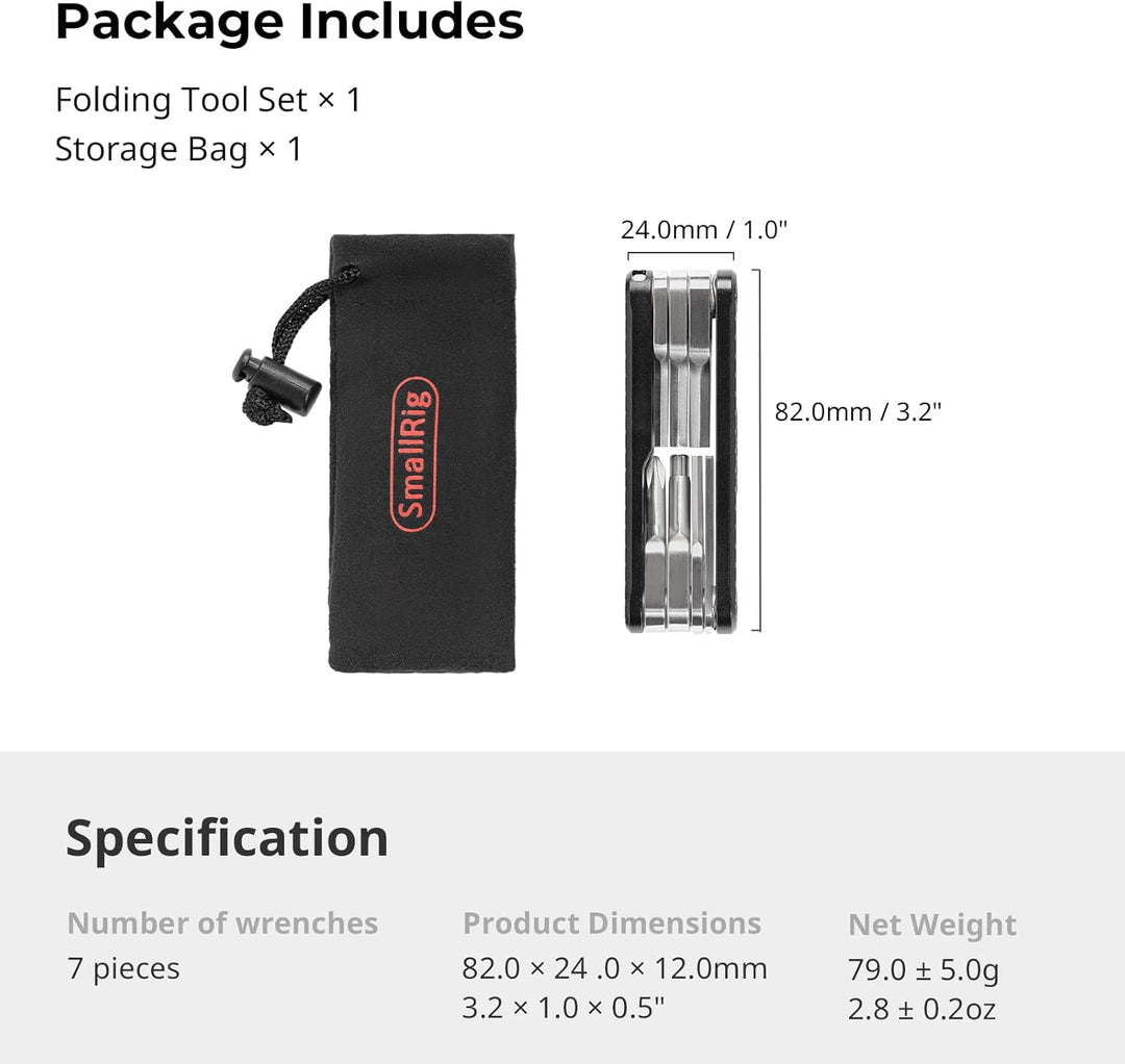 SMALLRIG Kamera Multitool Werkzeug mit Schraubendreher und Schraubenschlüssel, Folding Screwdriver T