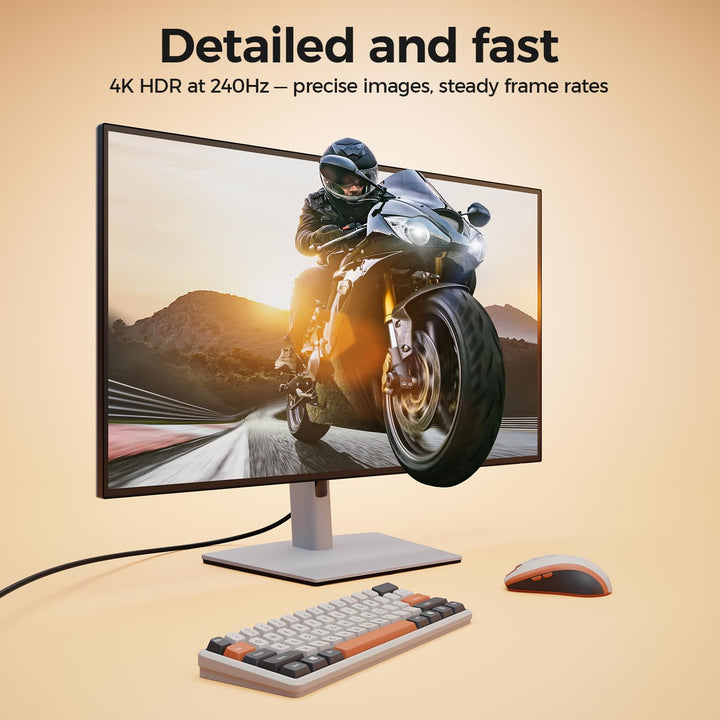 deleyCON 2m 16K 8K UHD DisplayPort Kabel 2.1 80Gbit/s HDR | 4K@480Hz+, 5K@360Hz, 8K@240Hz, 16K@60Hz,