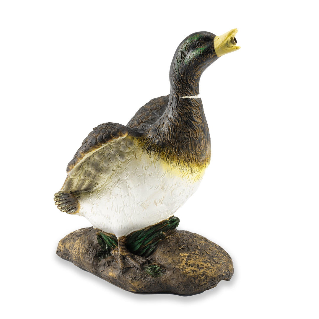 Wasserspeier Figur Ente Lucky Duck aus Kunststein - (L x B x H): ca. 235 x 190 x 315 mm - Schlauchan
