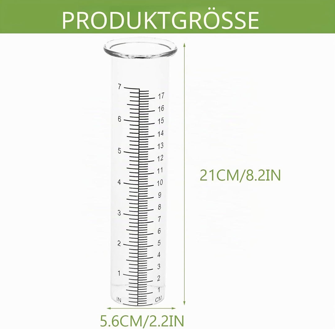 Angoily 2 Stück Regenmesser aus Glas Graduierter Messzylinder aus Borosilikat Präzises Regenmessgerä