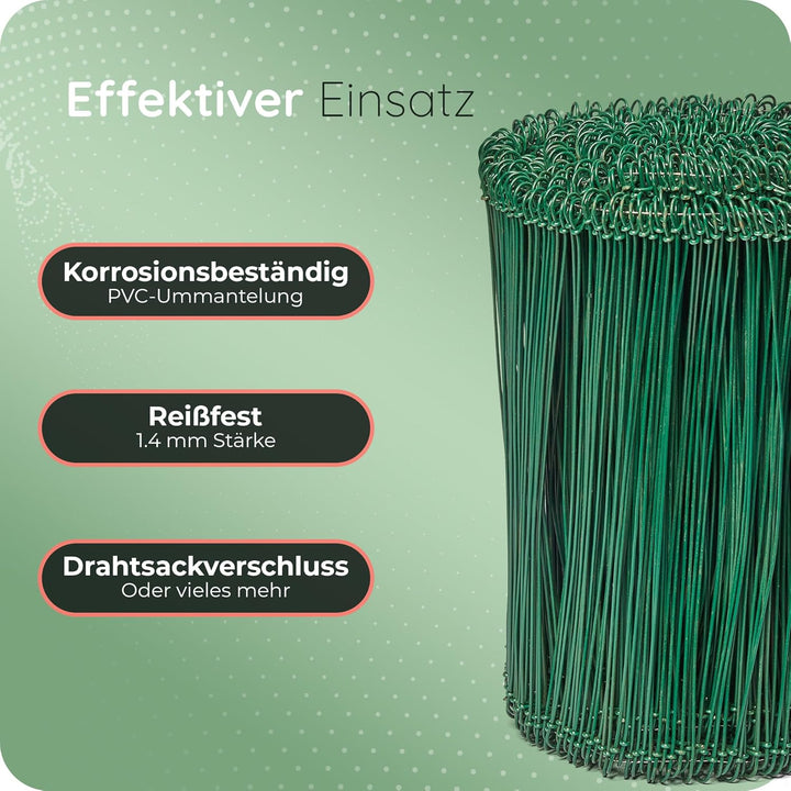 Novatool Drillapparat Driller SW + 1000 Stück Rödeldraht mit Ösen 1,4 x 200mm Bindedraht Grün ummant