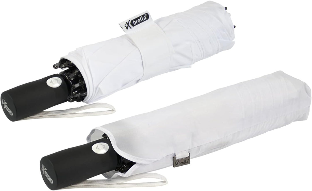 iX-brella Reverse umgekehrt öffnender Fiberglas-Taschenschirm mit farbigen Speichen - weiss, Weiss