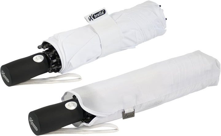 iX-brella Reverse umgekehrt öffnender Fiberglas-Taschenschirm mit farbigen Speichen - weiss, Weiss