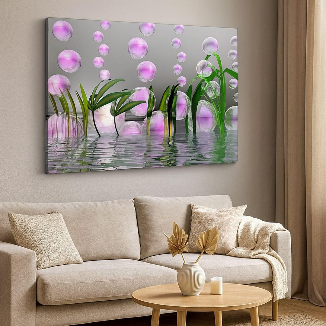 ARTTOR Bilder auf Leinwand 100x70cm Leinwandbild Computer Grafik Blase Gross Wanddeko Bild Schlafzim