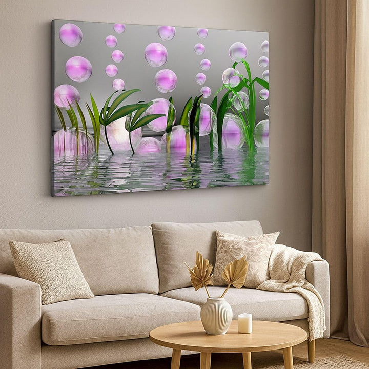 ARTTOR Bilder auf Leinwand 100x70cm Leinwandbild Computer Grafik Blase Gross Wanddeko Bild Schlafzim