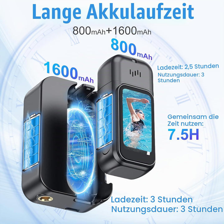 7JI Körperkameras 4K 180°Drehbar mit Ladekoffer,2400mAh Pocket Action Kamera,30m/98ft Wasserdicht,1.