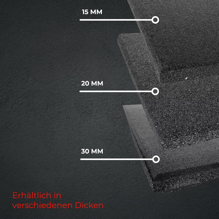 Vivol Fitness Bodenschutzmatte 100x100 cm Schwarz - Feinkörnig - 3 verschiedene Dicken 20mm
