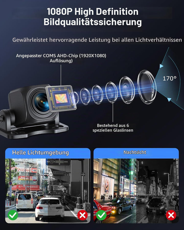 Echtes AHD 1080P Rückfahrkamera Verstellbar OEM-Halterung rückfahrkamera Auto Super Nachtsicht 170°