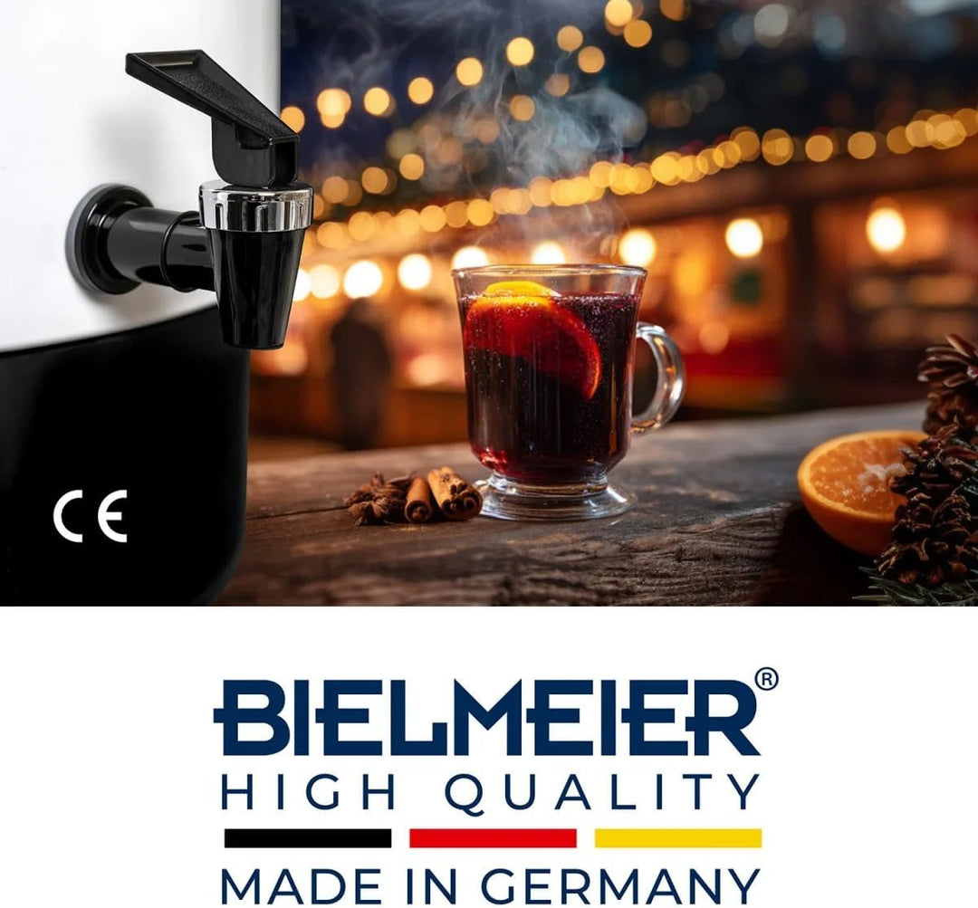 BIELMEIER Glühweinautomat 9 Liter 1000W Edelstahl Auslaufhahn 3/8 Zoll, Glühweinkocher Punschkocher