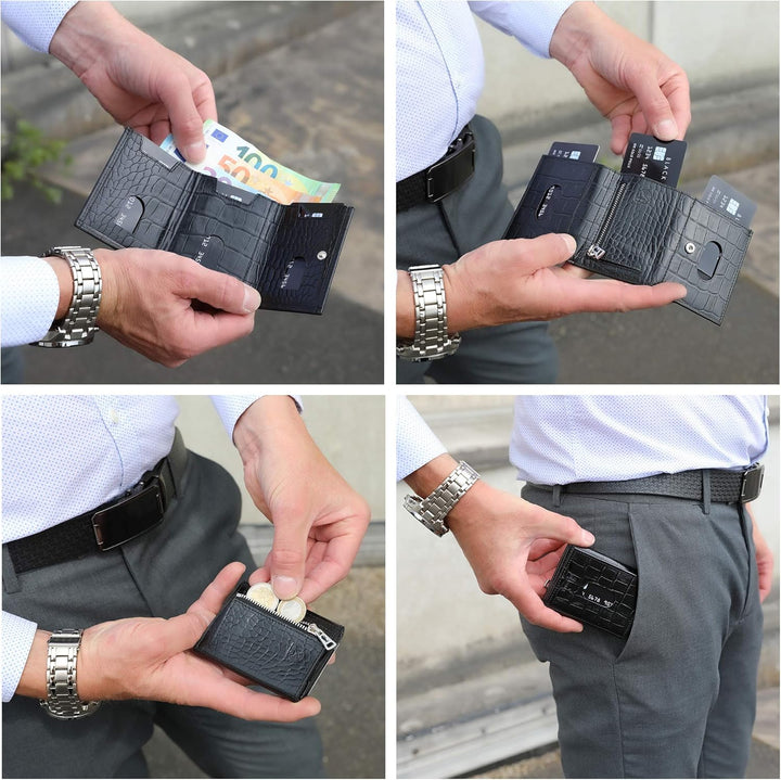 NEU: SOLO PELLE® Slim Wallet mit Münzfach [12 Karten] Slimwallet Riga [RFID-Schutz] Kartenetui mit M