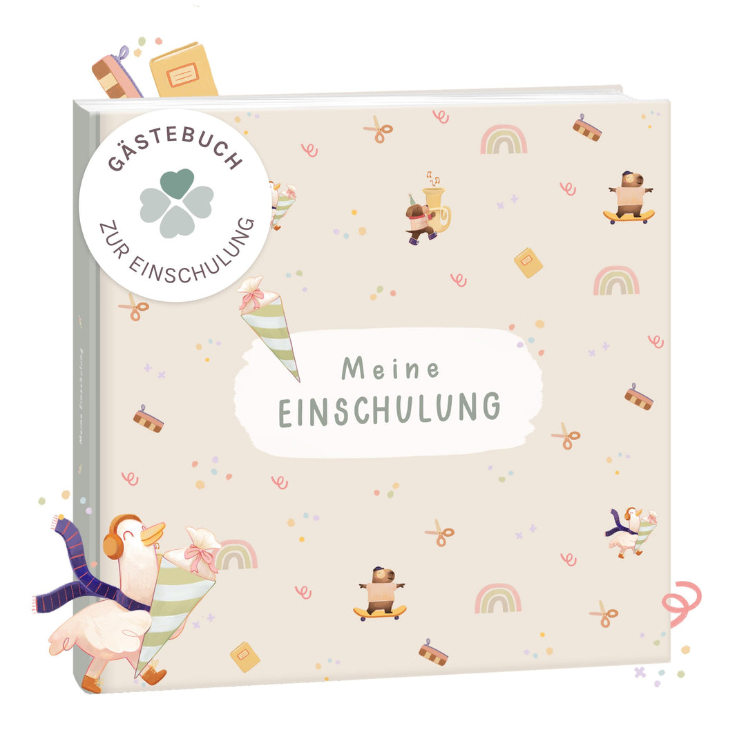 mintkind® Gästebuch Einschulung, Einschulungsbuch für Jungen und Mädchen, Erinnerungsbuch 1. Schulta