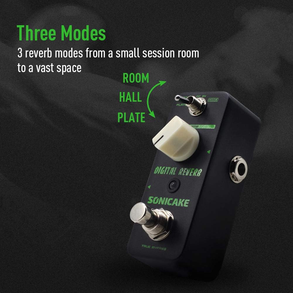 SONICAKE Digital Reverb Gitarre Effektpedal Room Hall Plate True Bypass, Reverb