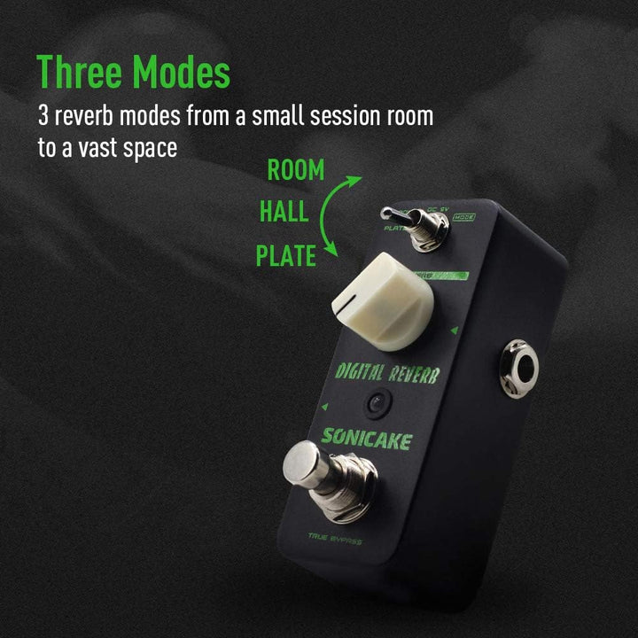 SONICAKE Digital Reverb Gitarre Effektpedal Room Hall Plate True Bypass, Reverb