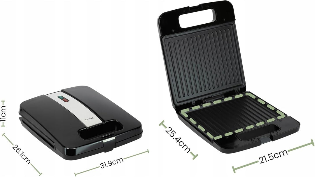 Sandwichmaker, Toaster, Für Sandwiches, Panini, Grill, 1400W, Schwarz