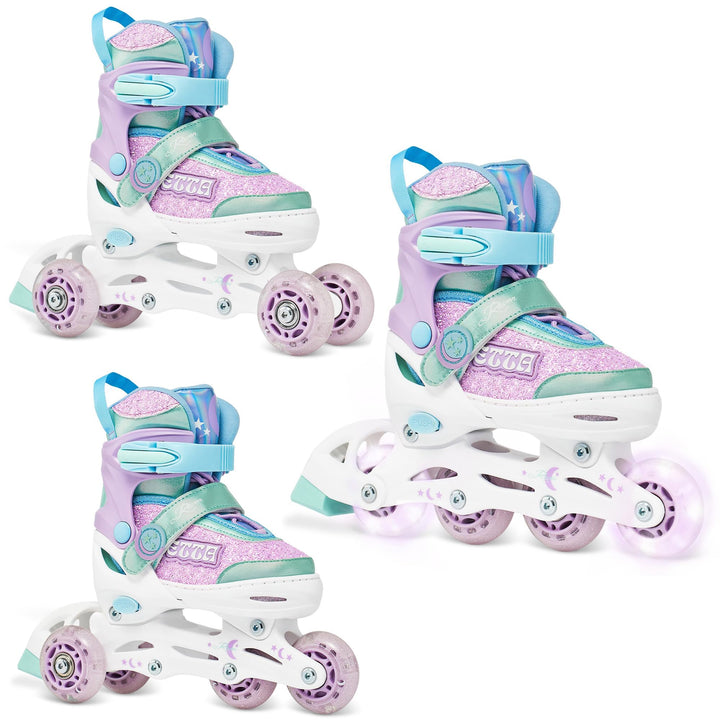 RAVEN 3in1 Inline Skates Triskates Rollschuhe Inliner für Kinder Mädchen verstellbar 30-33 (18,5cm-2