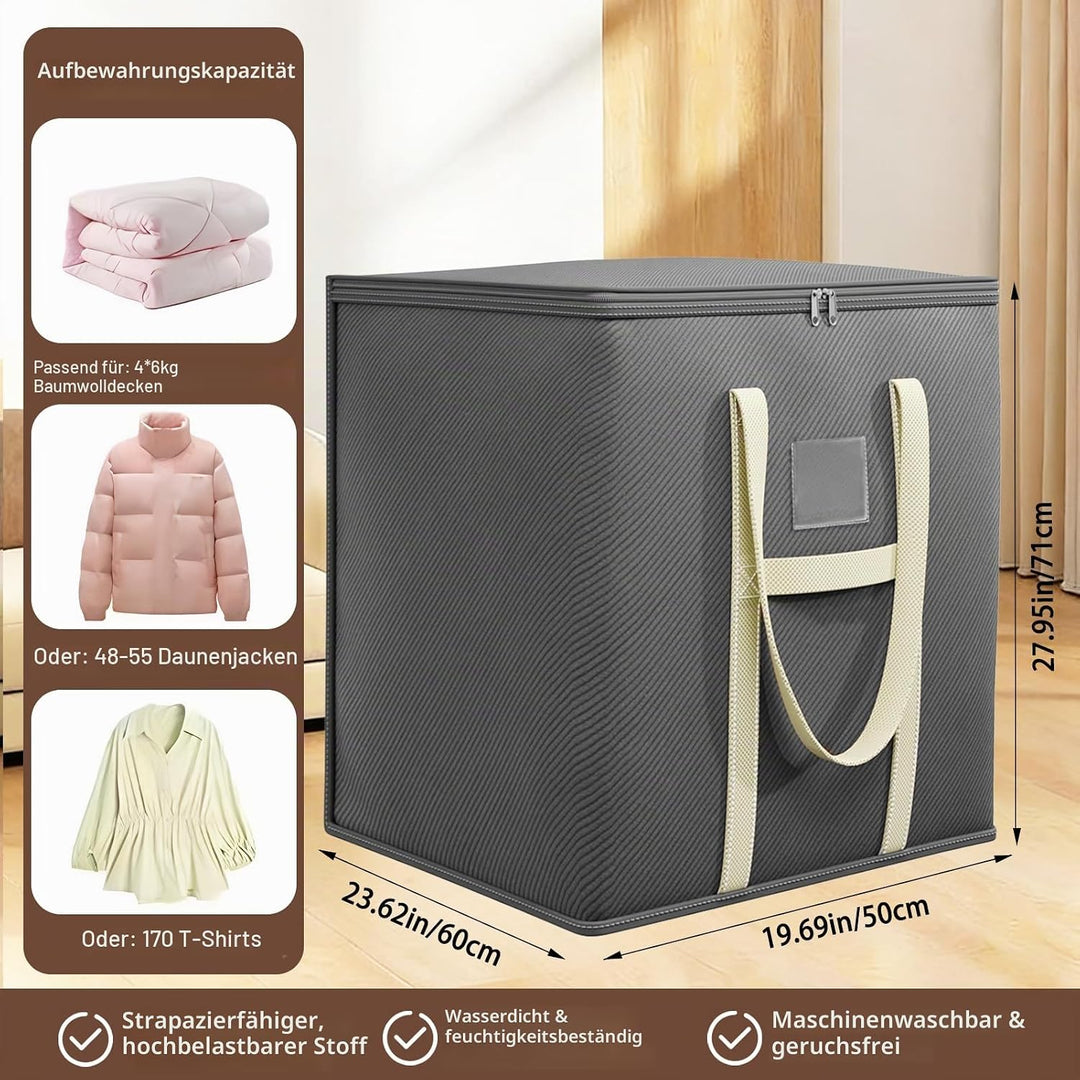 Extra grosse Umzugstasche 210 l Wasserdichte, staubdichte Umzugskiste aus Vliesstoff Grau 50 × 60 ×