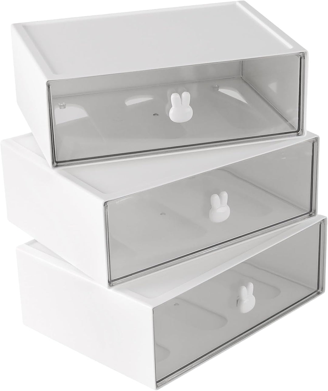 3 Stück Tee Aufbewahrung, 23x17x8cm stapelbar weiss Kunststoff Teebox Schreibtisch Organizer, Büro O