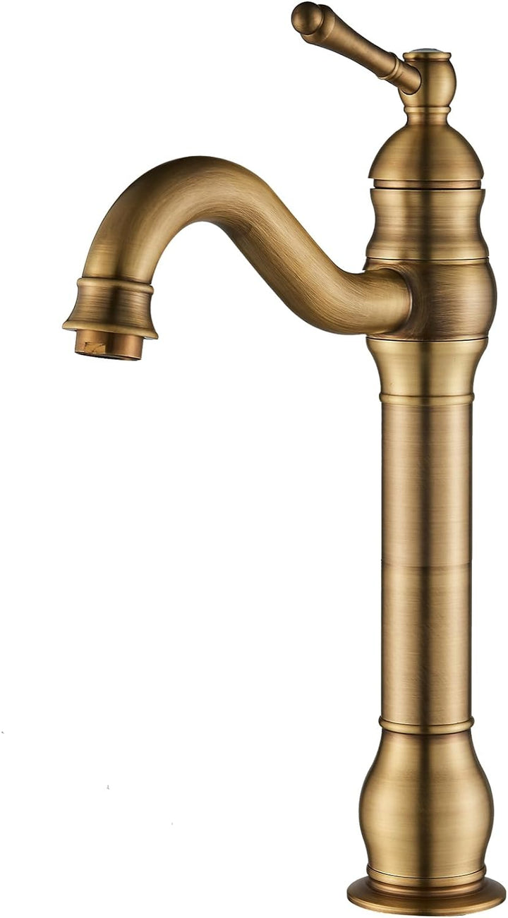 Rozin Wasserhahn Bad Antik Messing Arbeitsplatte Wasserhahn Hoch Waschtischarmatur 360°Schwenkbar Ei