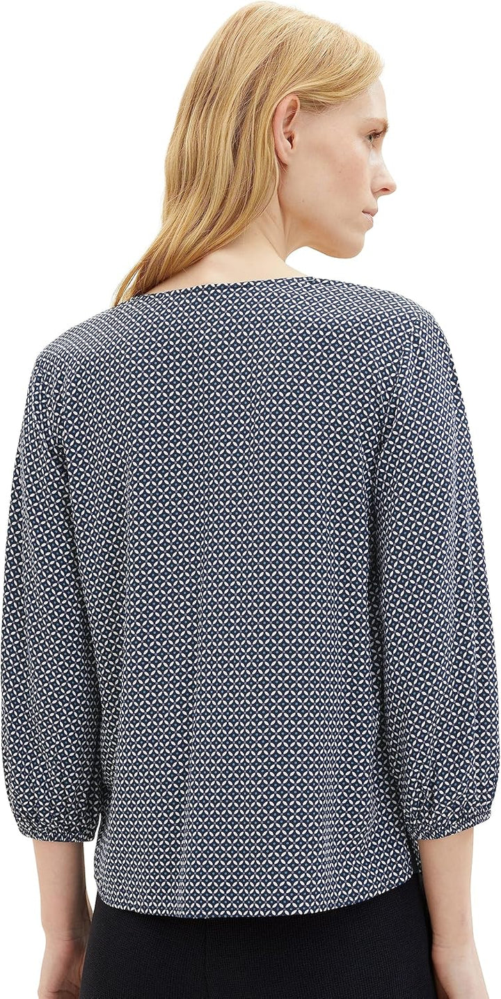 TOM TAILOR Damen Bluse mit Muster 34 32365-navy Geometrical Design, 34 32365-navy Geometrical Design