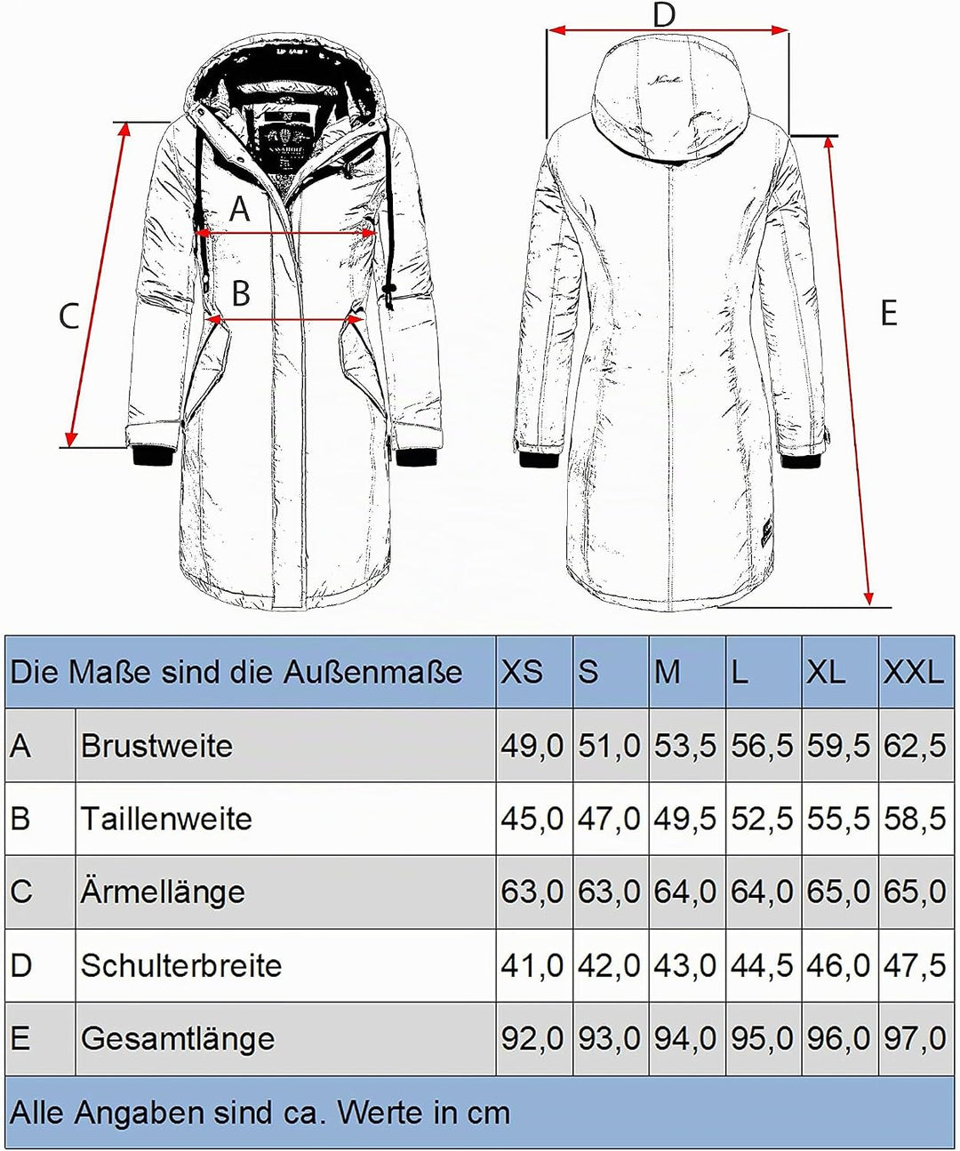 Navahoo Damen Wintermantel Winterparka mit Kapuze Letiziaa XS-3XL M Schwarz, M Schwarz