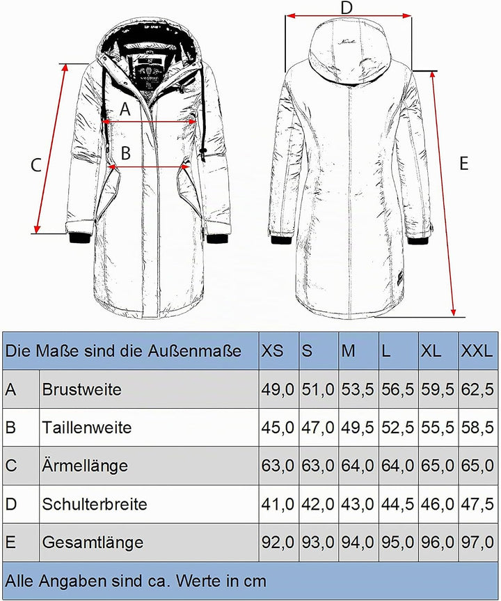 Navahoo Damen Wintermantel Winterparka mit Kapuze Letiziaa XS-3XL M Schwarz, M Schwarz