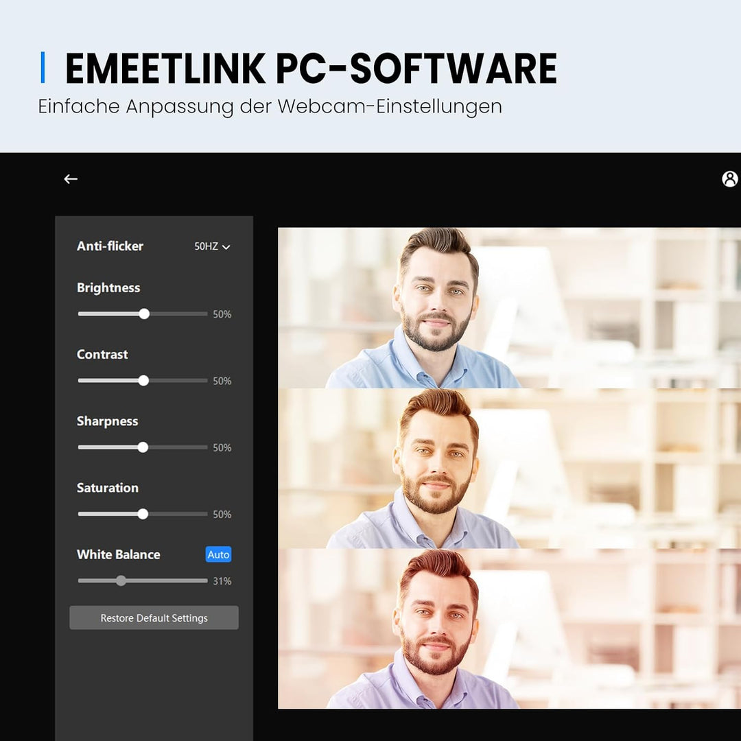 EMEET 2K Webcam - C960 2K Webcam mit Dual Mikrofon, Web Cam mit Objektivabdeckung, 76° Streaming Kam