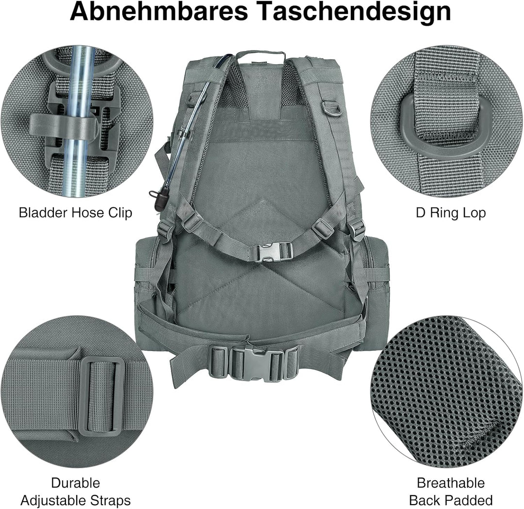 Taktischer Rucksack, 60L Militär Armee Rucksack, grosser Survival Molle Tagesrucksack für Herren und