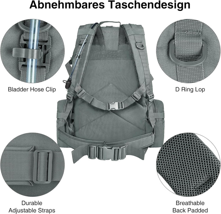 Taktischer Rucksack, 60L Militär Armee Rucksack, grosser Survival Molle Tagesrucksack für Herren und