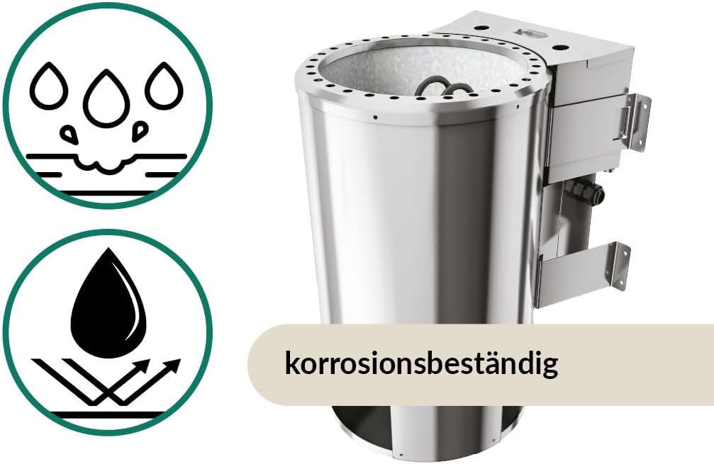 Karibu elektrisch Saunaofen 3,6 KW Bio Easy Plug&Play für externe Steuerung, ohne Saunasteine, ohne