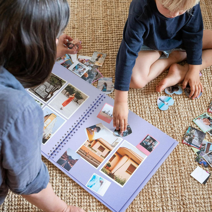 Fotoalbum zum Selbstgestalten - Scrapbook Fotobuch zum Einkleben, DIY Geschenkset für Baby, Familie,