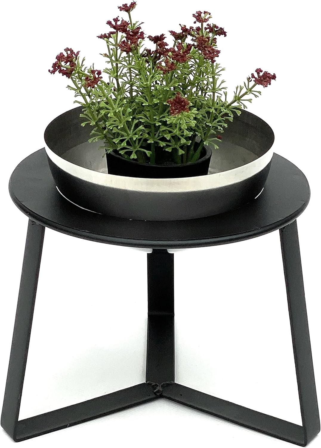 DanDiBo Blumenhocker Metall mit Topf Schwarz Silber 18 cm Blumenständer 96091 S Blumensäule Modern P