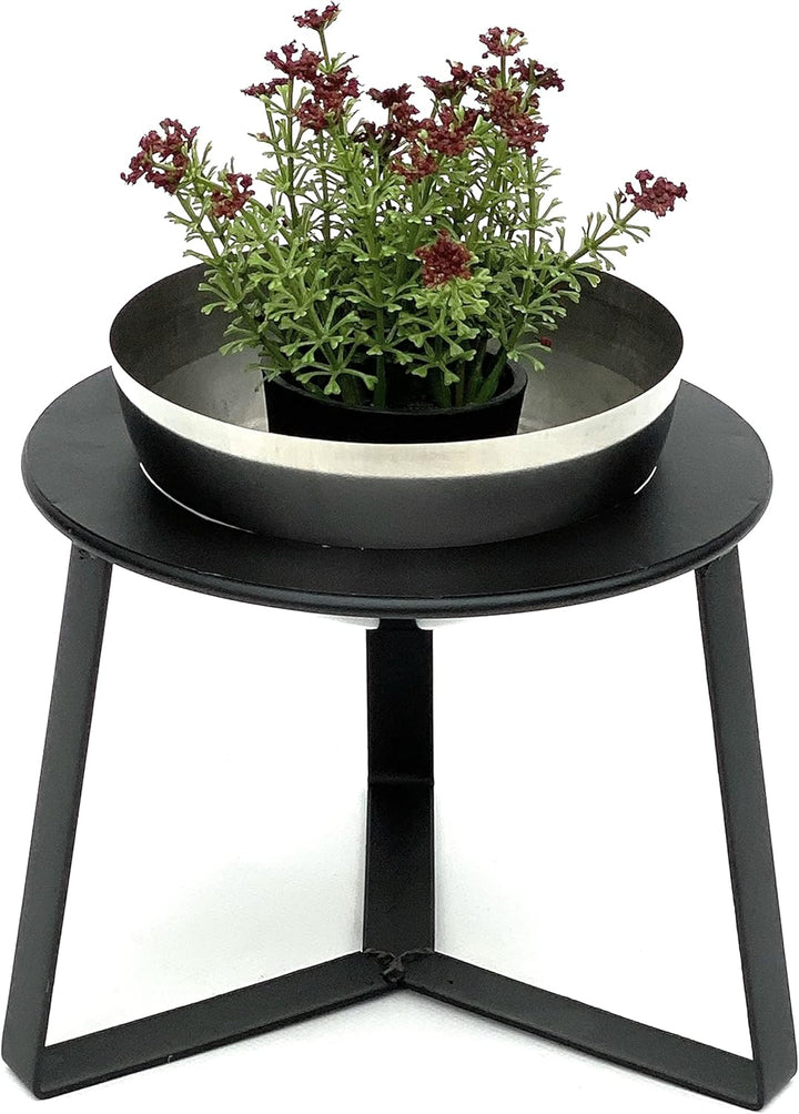 DanDiBo Blumenhocker Metall mit Topf Schwarz Silber 18 cm Blumenständer 96091 S Blumensäule Modern P