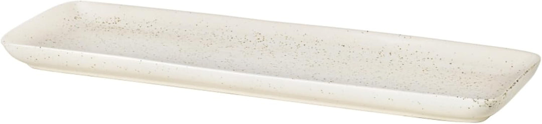 Broste Copenhagen Servierplatte Nordic Rechteckig aus Steingut in der Farbe Vanilla, Masse: 12,5x35x