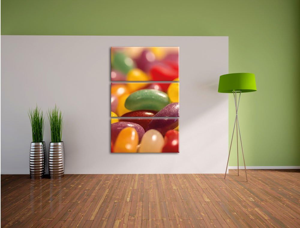 Pixxprint Süssigkeiten- Jelly Belly Beans 3-Teiler Leinwandbild 120x80 Bild auf Leinwand