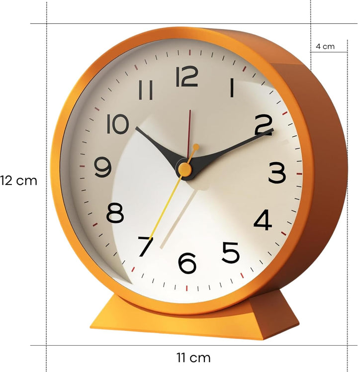 Tyme Wecker Analog, Ohne Ticken, Analog Tischuhr Nachttischuhr Alarmwecker, Modischer Runder Metall