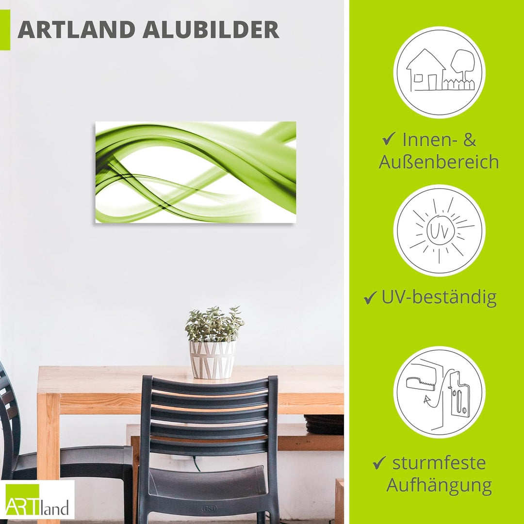 Artland Wandbild Alu für Innen & Outdoor Metall Bild 60x30 cm Abstrakte Kunst Welle Rauch Abstrakt M