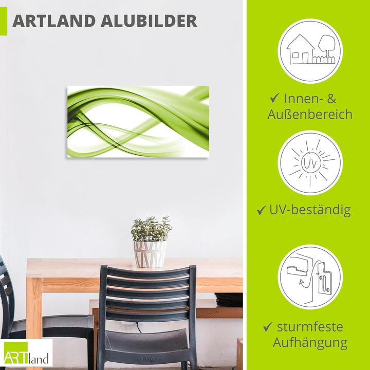 Artland Wandbild Alu für Innen & Outdoor Metall Bild 60x30 cm Abstrakte Kunst Welle Rauch Abstrakt M