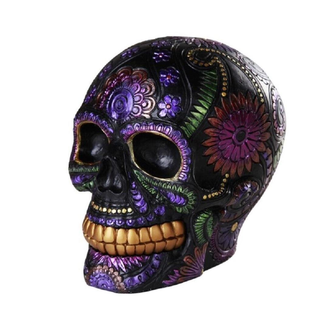 Pacific Giftware Totenkopf Figur mexikanisch - Black Blossom Day of The Dead Tag der Toten schwarz