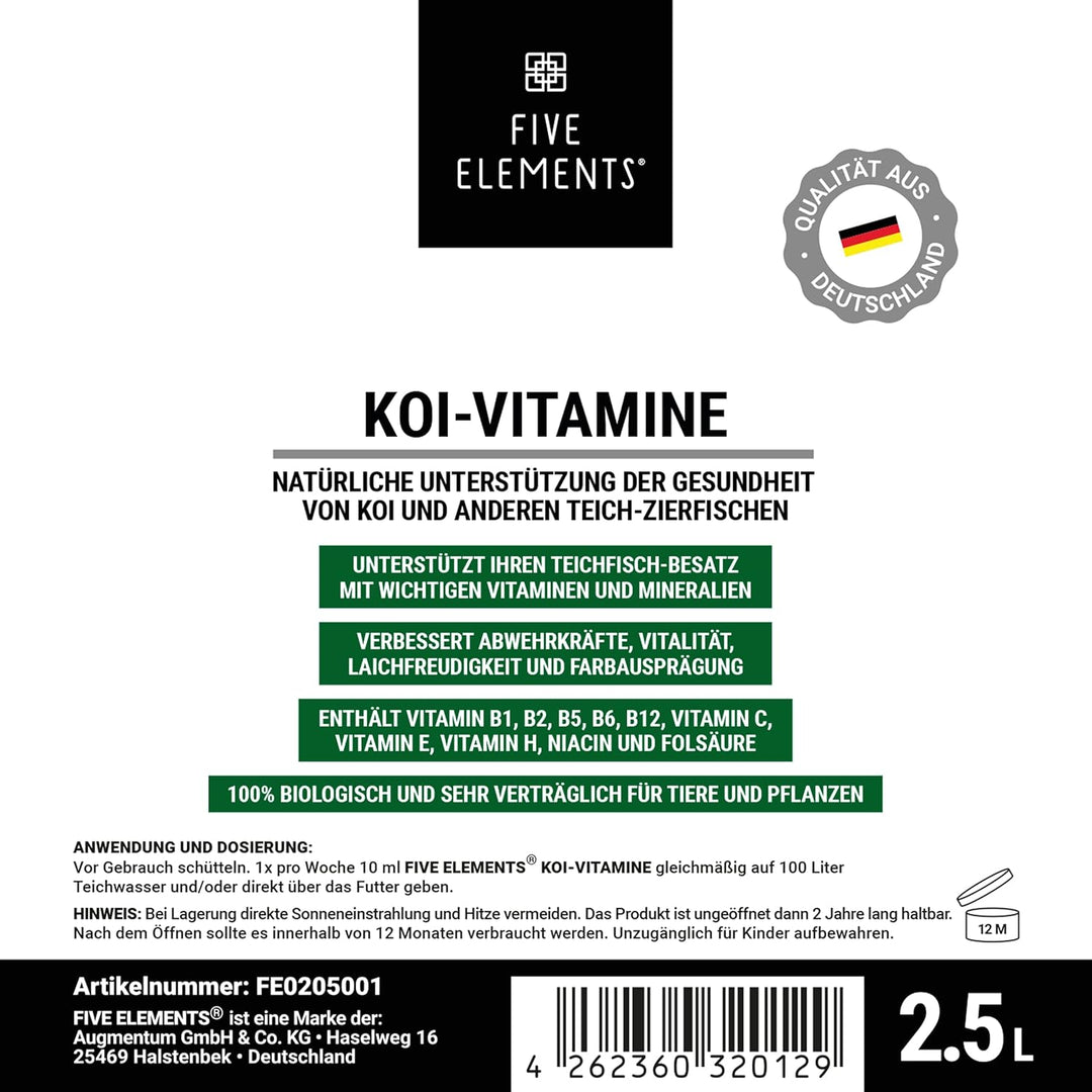 FIVE ELEMENTS Koi-Vitamine | 2,5 l flüssig | wichtige Vitamine und Mineralien | verbessert Abwehrkrä