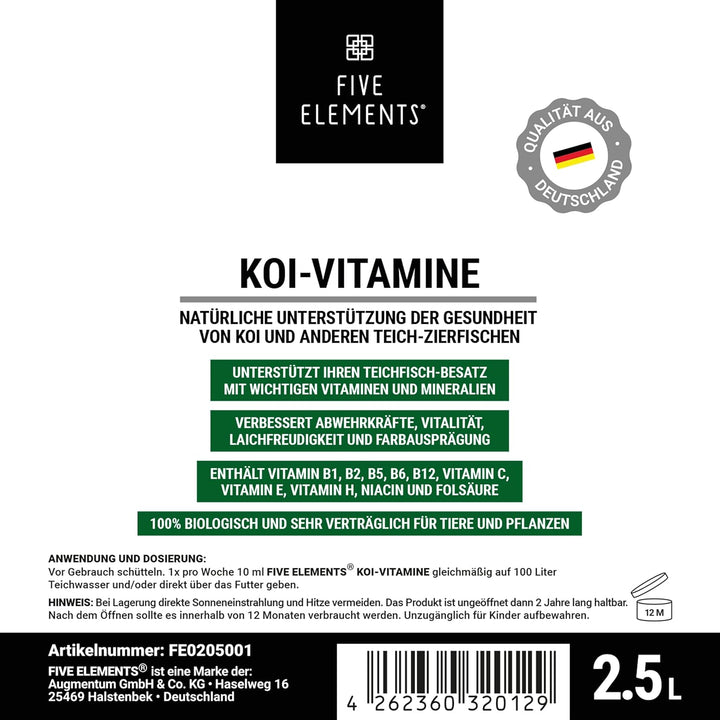 FIVE ELEMENTS Koi-Vitamine | 2,5 l flüssig | wichtige Vitamine und Mineralien | verbessert Abwehrkrä