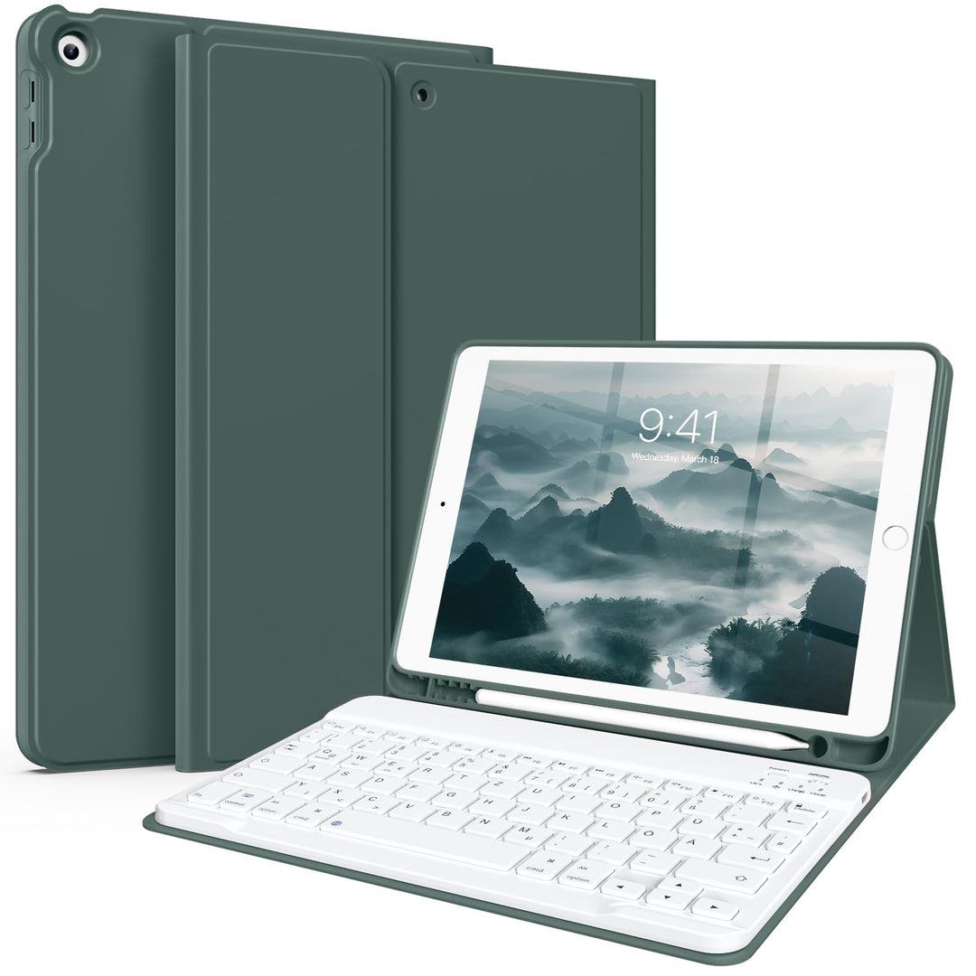 Tastatur Hülle für iPad 10.2 Zoll (9./8./7. Generation - 2021/2020/2019), Soft TPU Rückseite Gehäuse