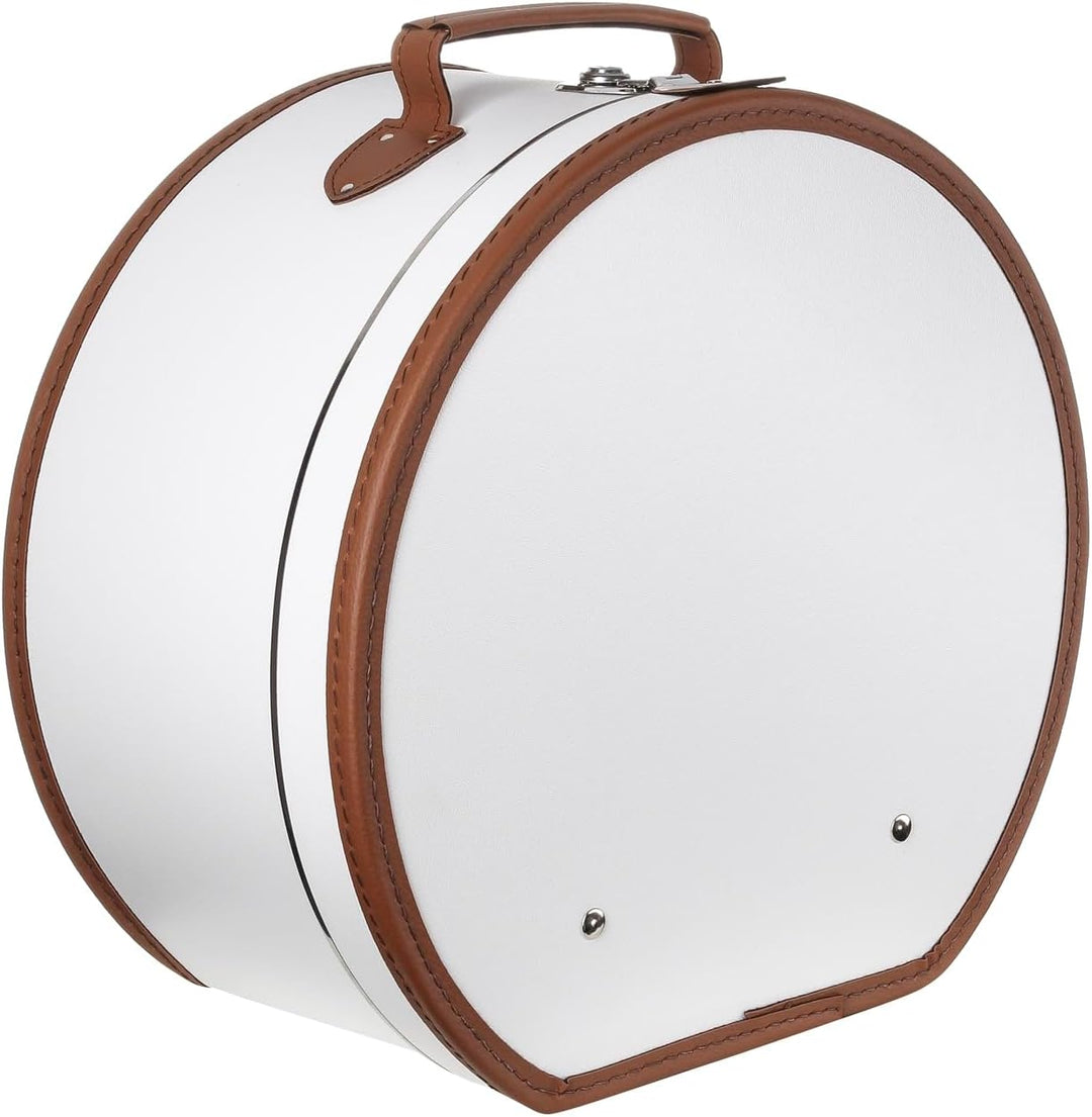 Lierys runder Hutkoffer creme-weiss - Masse: 40 cm x 21 cm - grosse Hutschachtel aus Kunstleder - Hu