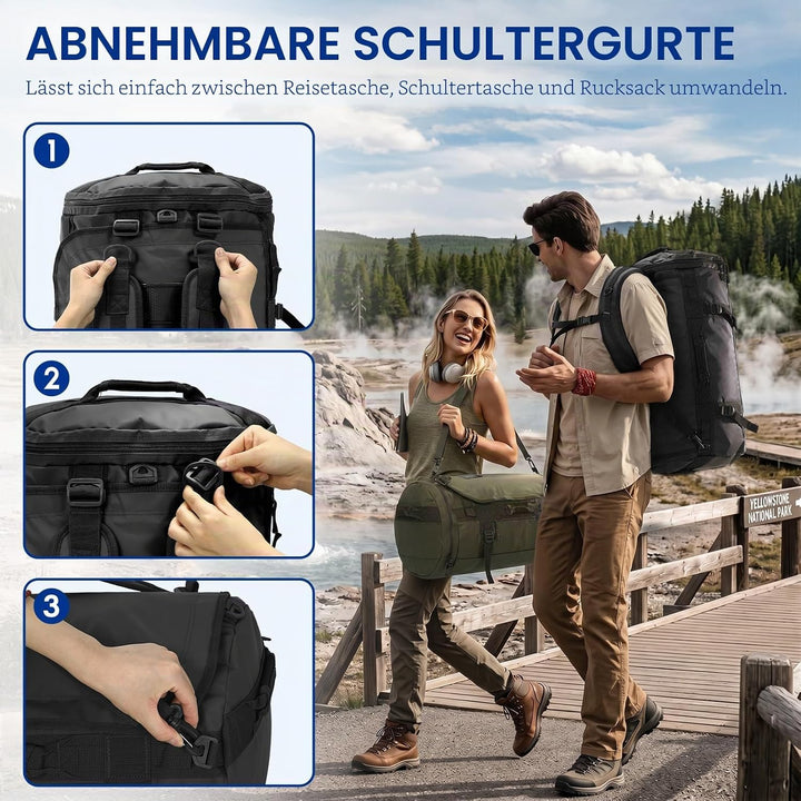 Haimont Sporttasche Herren Reisetasche, Convertible Travel Duffel Sporttaschen mit Schuhfach, grosse
