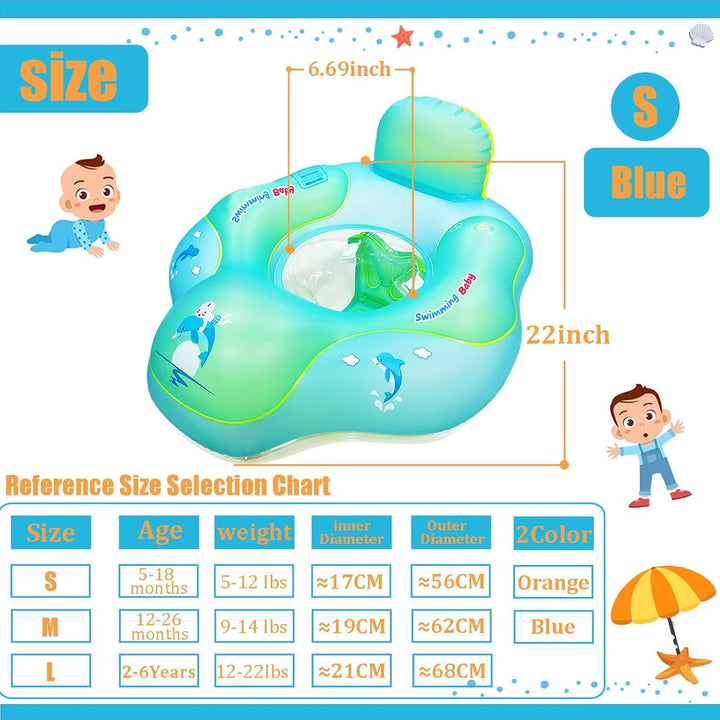 Schwimmring für Neugeborene, 3–12 Monate, Orange, aufblasbarer Baby-Pool-Schwimmring mit Sicherheits