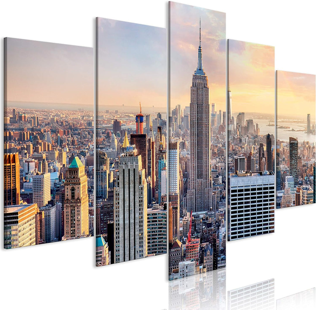 murando - Bilder Stadt New York 100x50 cm Vlies Leinwandbild 5 tlg Kunstdruck modern Wandbilder XXL