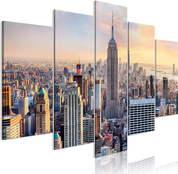 murando - Bilder Stadt New York 100x50 cm Vlies Leinwandbild 5 tlg Kunstdruck modern Wandbilder XXL